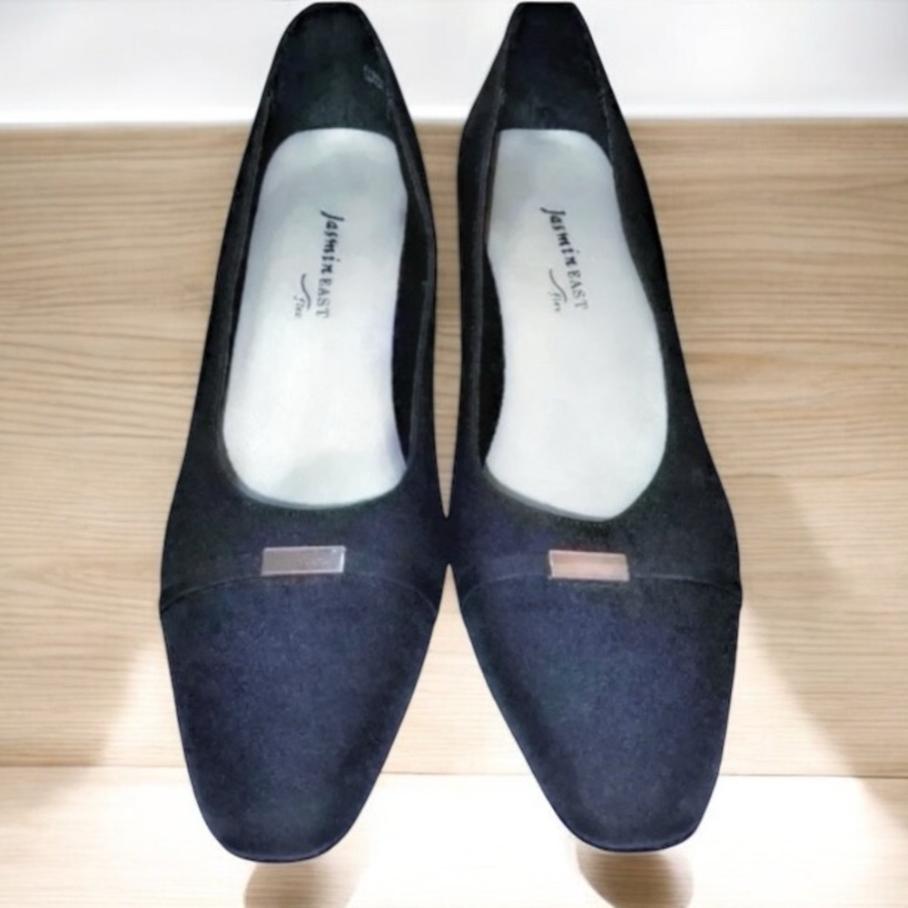JASMINE EAST Square Closed Toe Dress Shoes Pumps w/ 3” Heel in BLK Size 8M